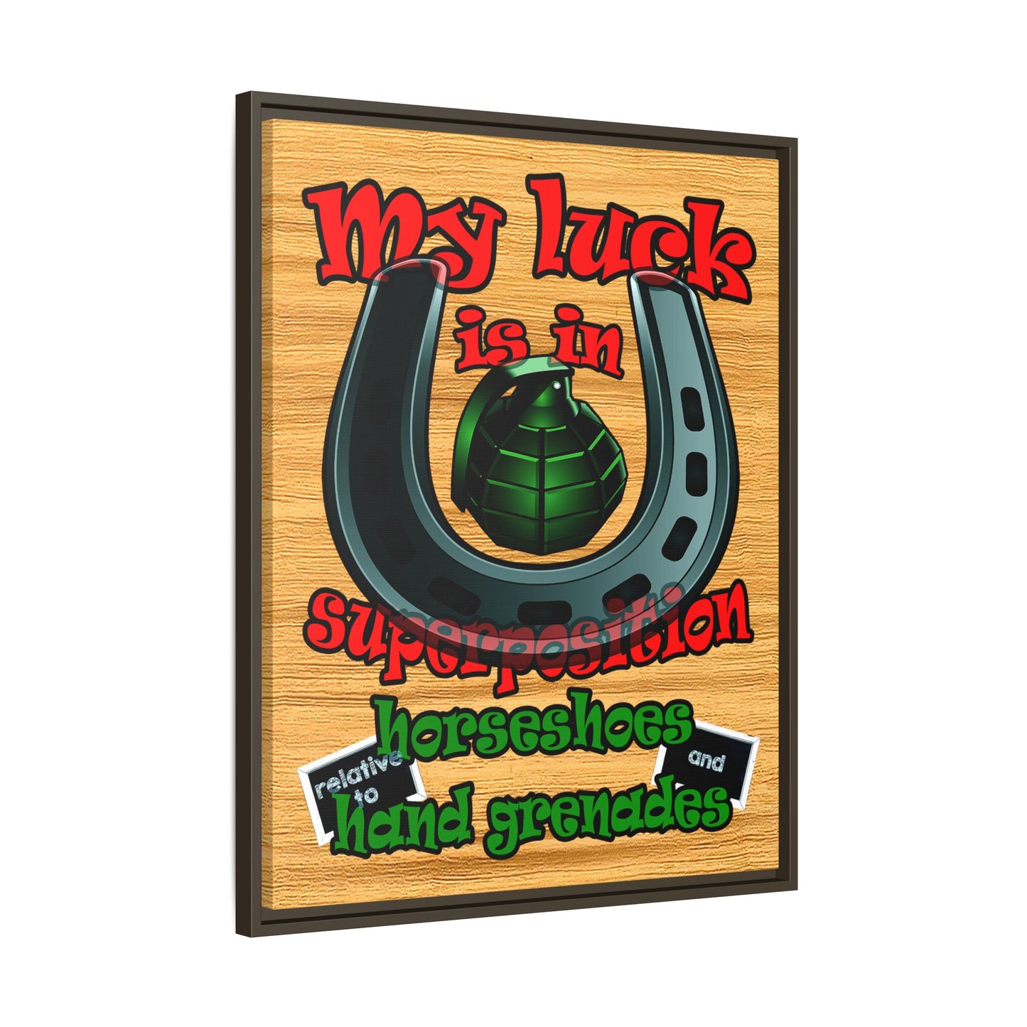 my luck - framed canvas art (butterscotch wood finish)