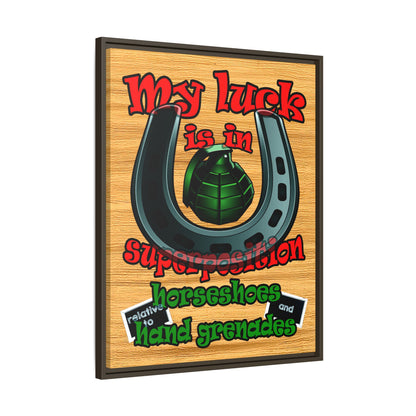 my luck - framed canvas art (butterscotch wood finish)