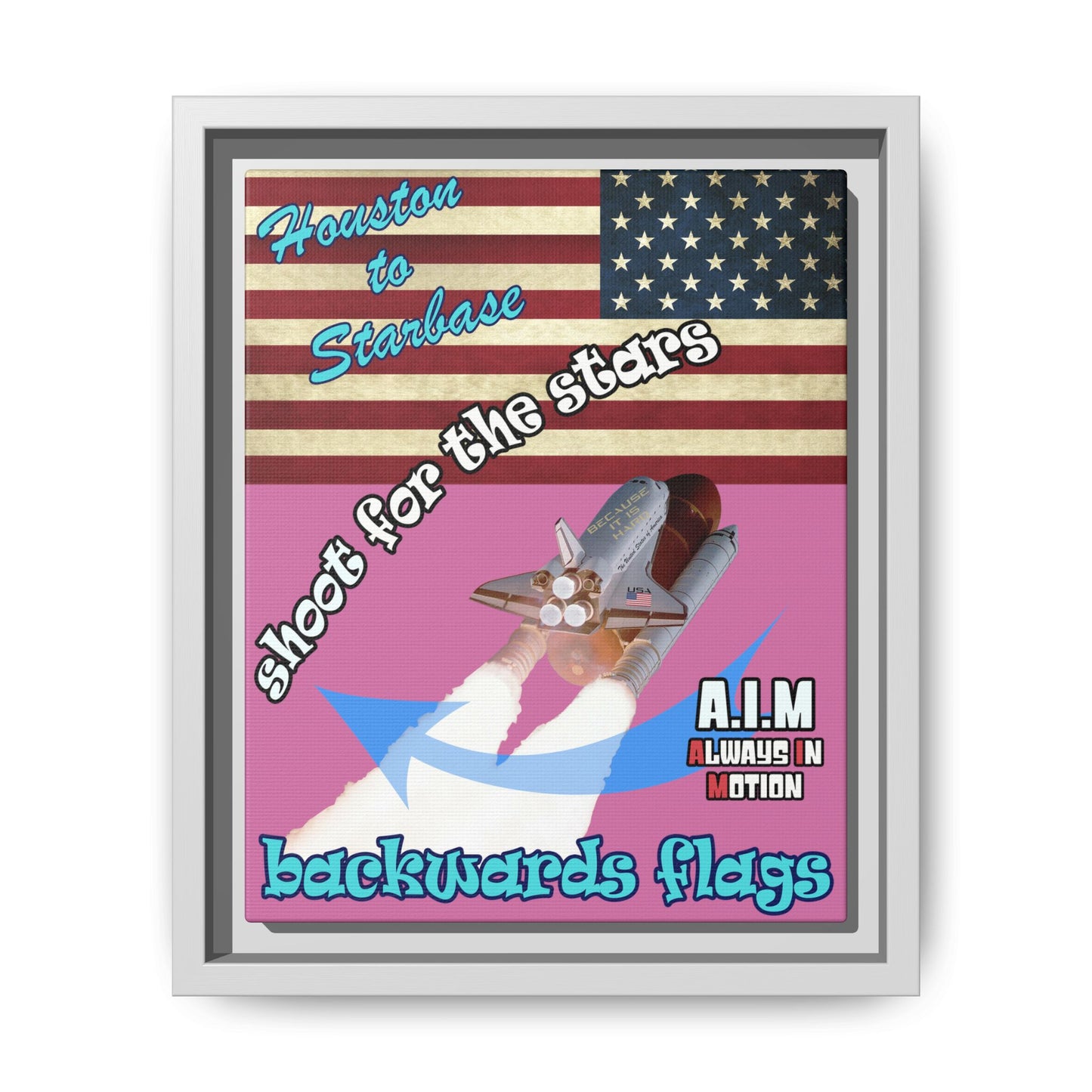 shoot for the stars - framed canvas art (light pink)