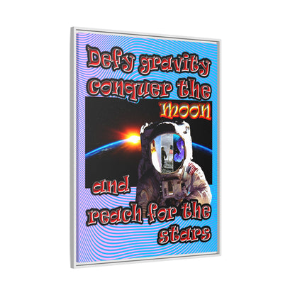 defy conquer reach - framed canvas art (light blue-purple wave)