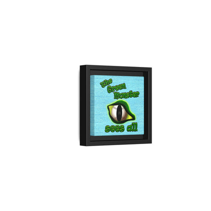 green monster - framed canvas art (faded blue)