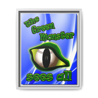 green monster - framed canvas art (blue-white wave)