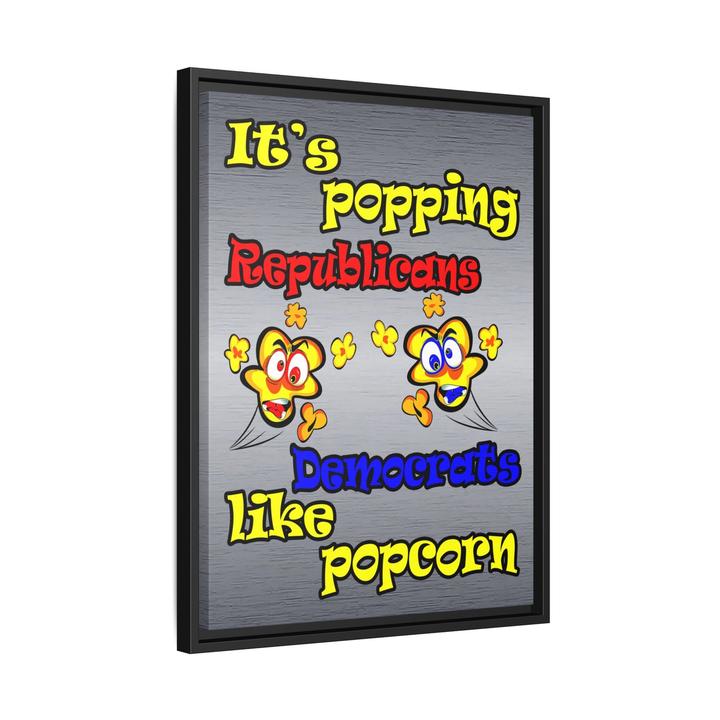 popping like popcorn - framed canvas art (brushed nickel)