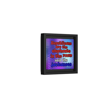 donkeys and elephants - framed canvas art (purple wave)