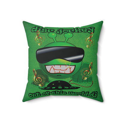 disc jockey - Spun Polyester Square Pillow - (green turf)