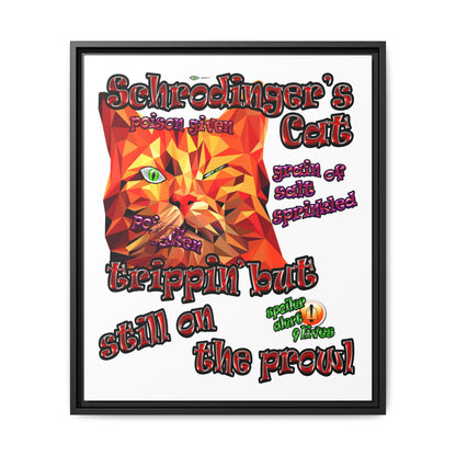 schrodinger's cat - framed canvas art (white)