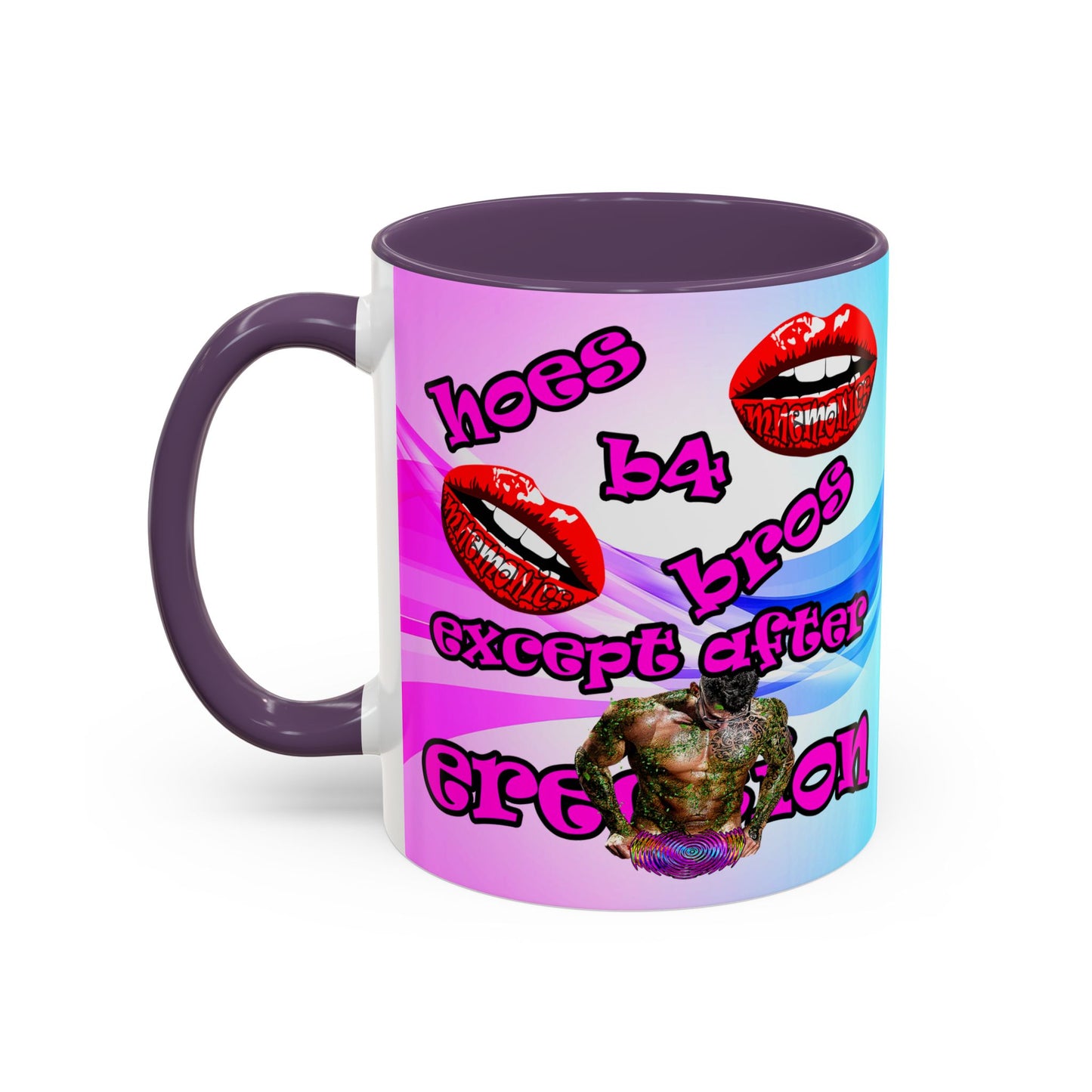 hoes b4 bros - Accent Mug (light blue-pink wave)