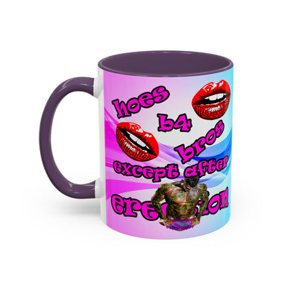 hoes b4 bros - Accent Mug (light blue-pink wave)