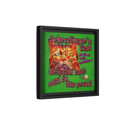 schrodinger's cat - framed canvas art (green turf)