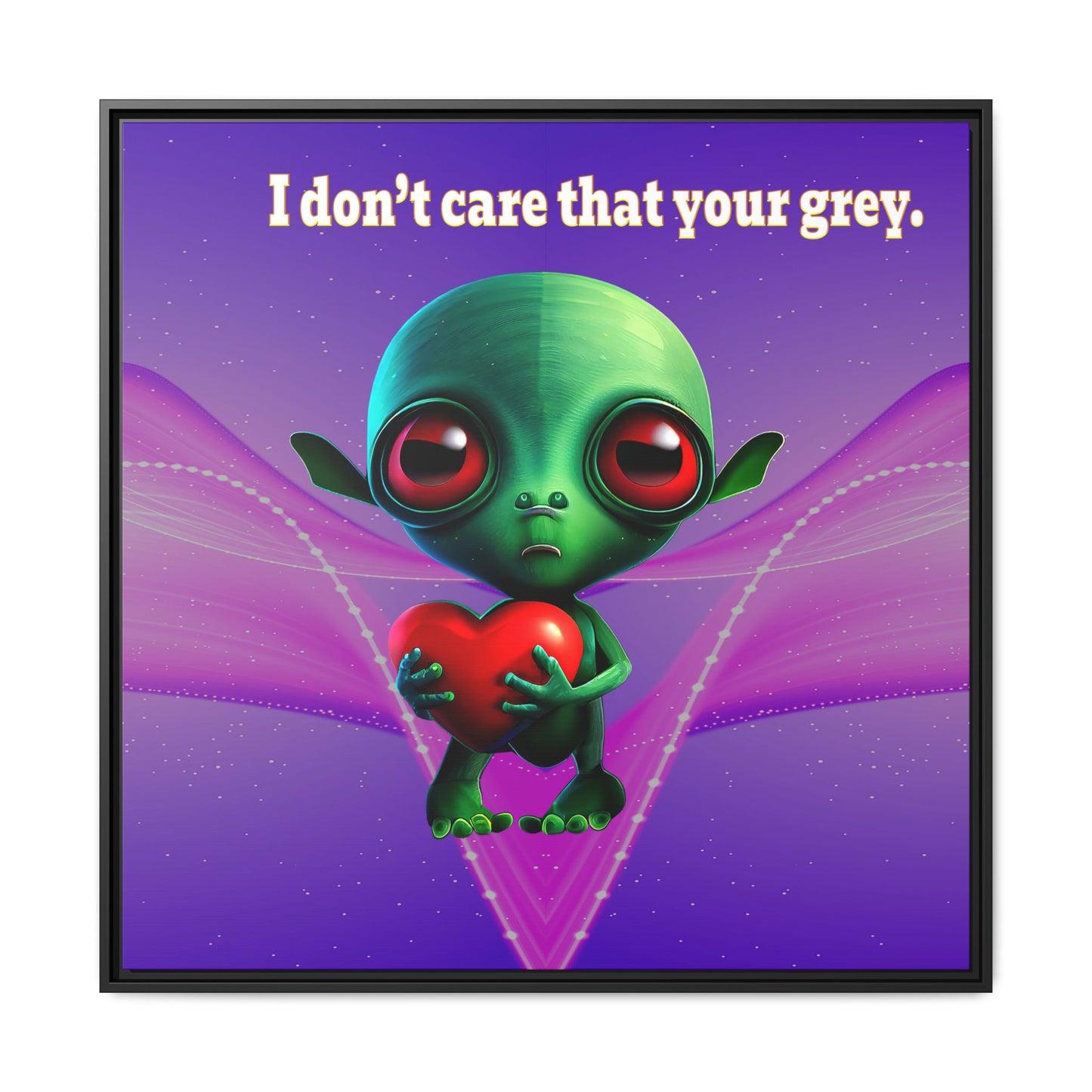 I don't care that your grey - framed canvas art (purple-pink wave)