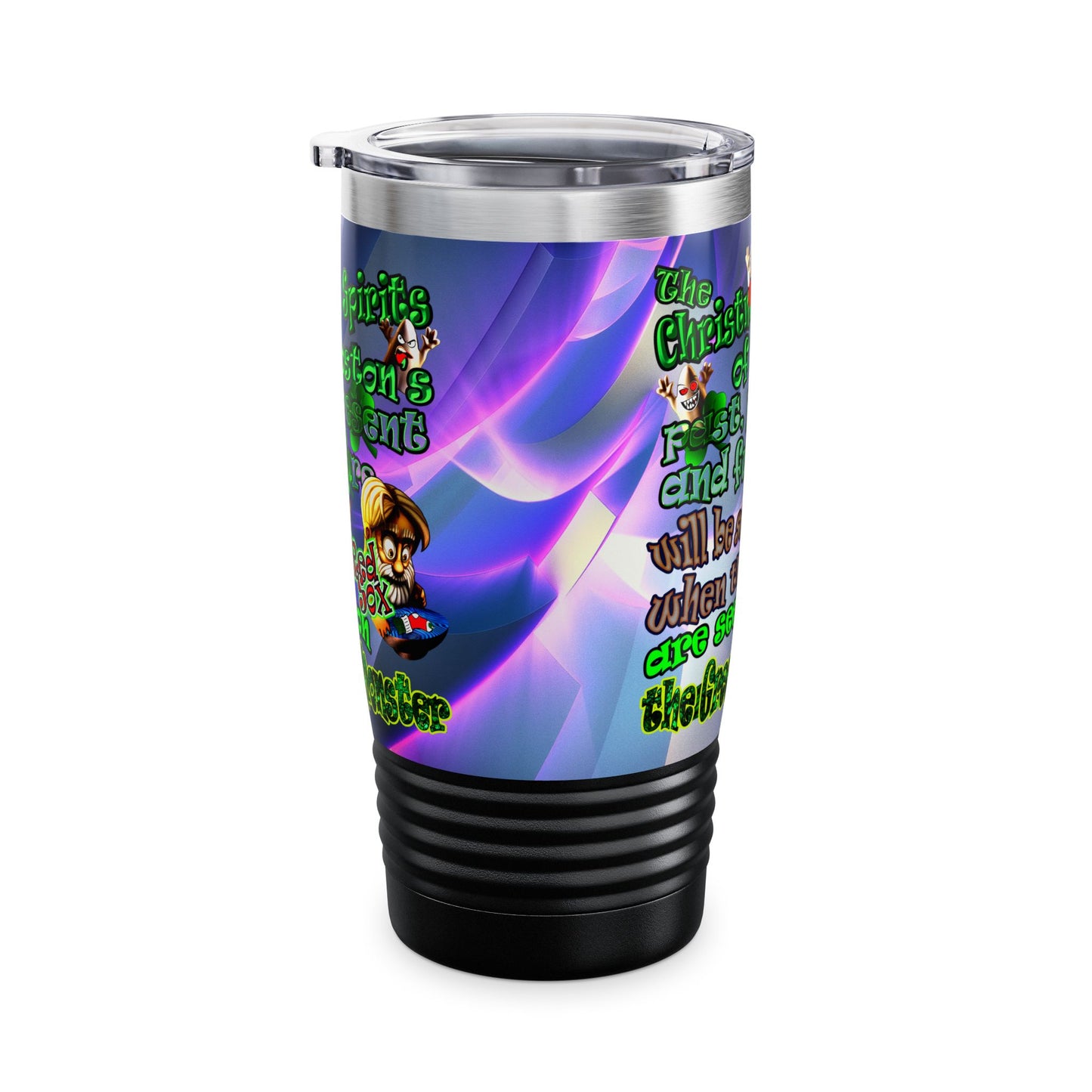 christmas spirits of boston - Ringneck Tumbler, 20oz (grey-pink wave)