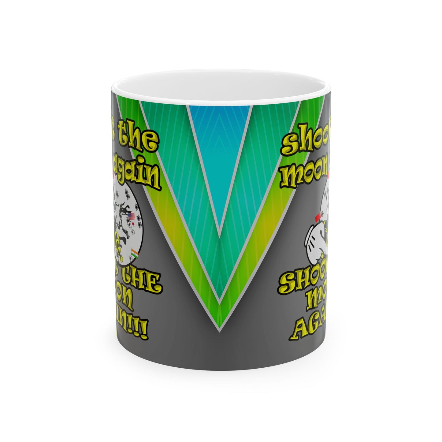 shoot the moon again - White Mug (rainbow split)