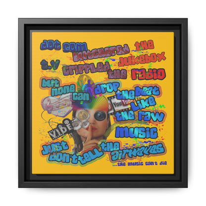 drop the beat - framed canvas art (yellow)
