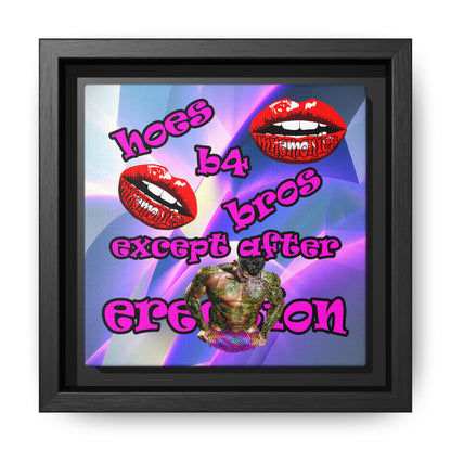 hoes b4 bros - framed canvas art (grey-pink wave)