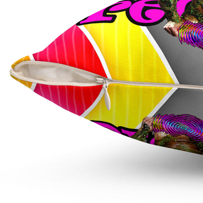 hoes b4 bros - Spun Polyester Square Pillow - (rainbow split)