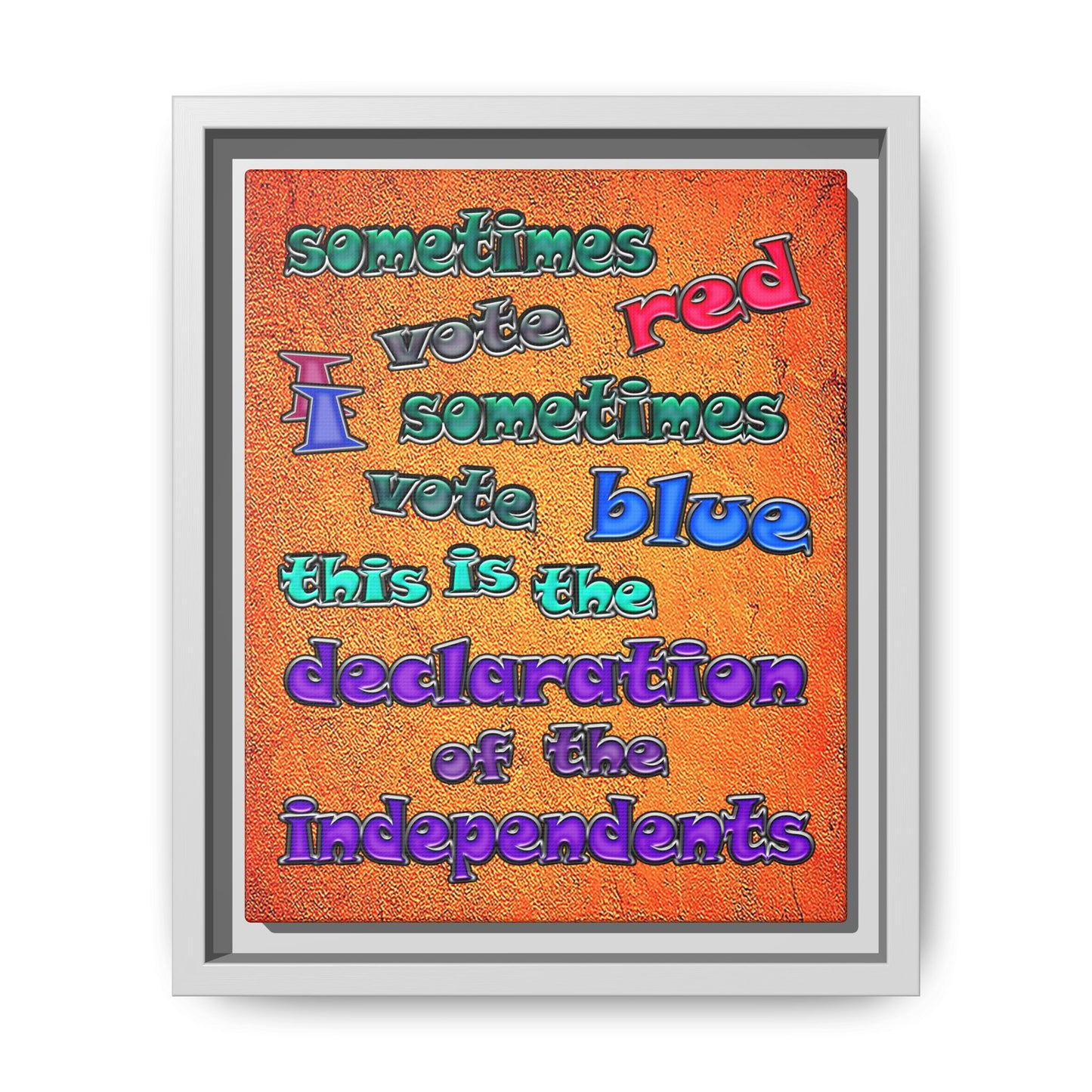 declaration of the independents - framed canvas art (burnt orange)