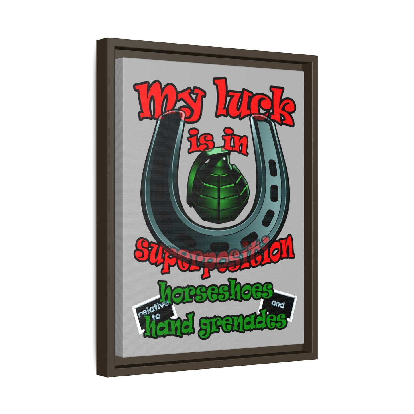 my luck - framed canvas art (light grey)