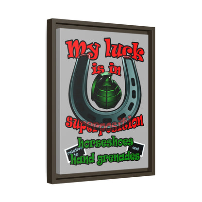 my luck - framed canvas art (light grey)