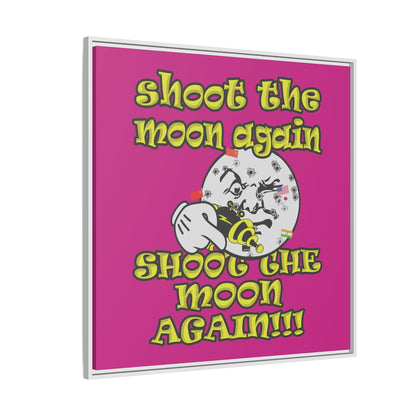 shoot the moon again - framed canvas art (pink)