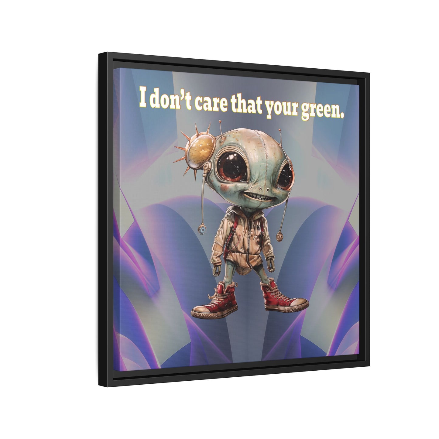 I don't care that your green - framed canvas art (grey-pink wave)