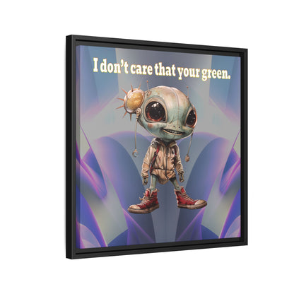 I don't care that your green - framed canvas art (grey-pink wave)