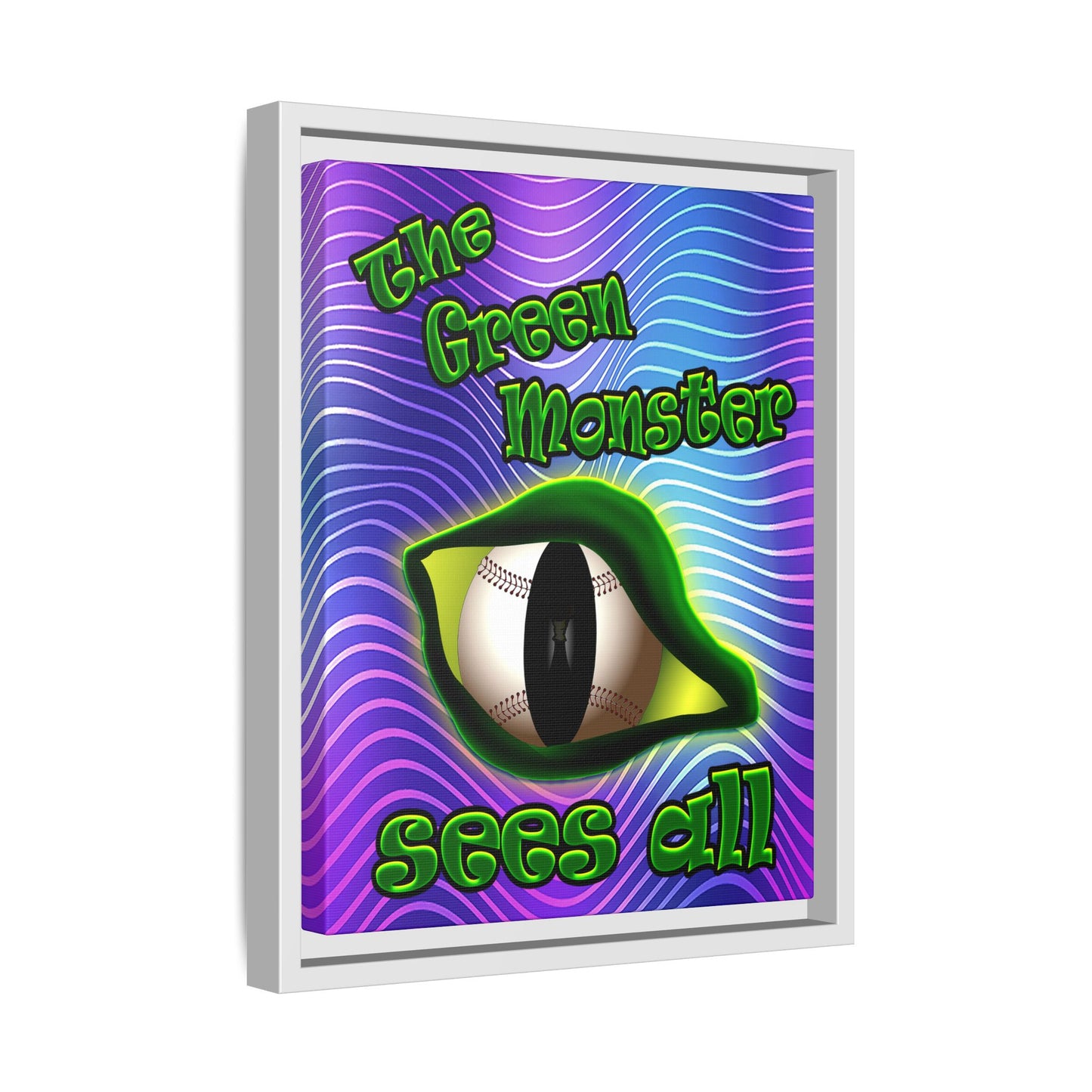 green monster - framed canvas art (purple wave)