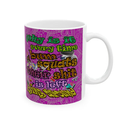the bum's shit - White Mug (pink swirl)