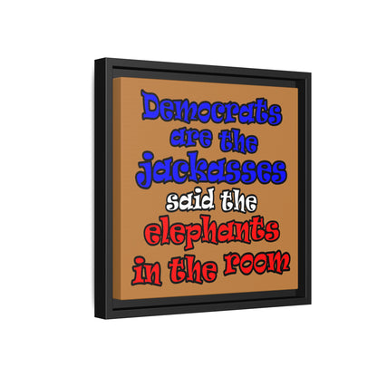 donkeys and elephants - framed canvas art (light brown)
