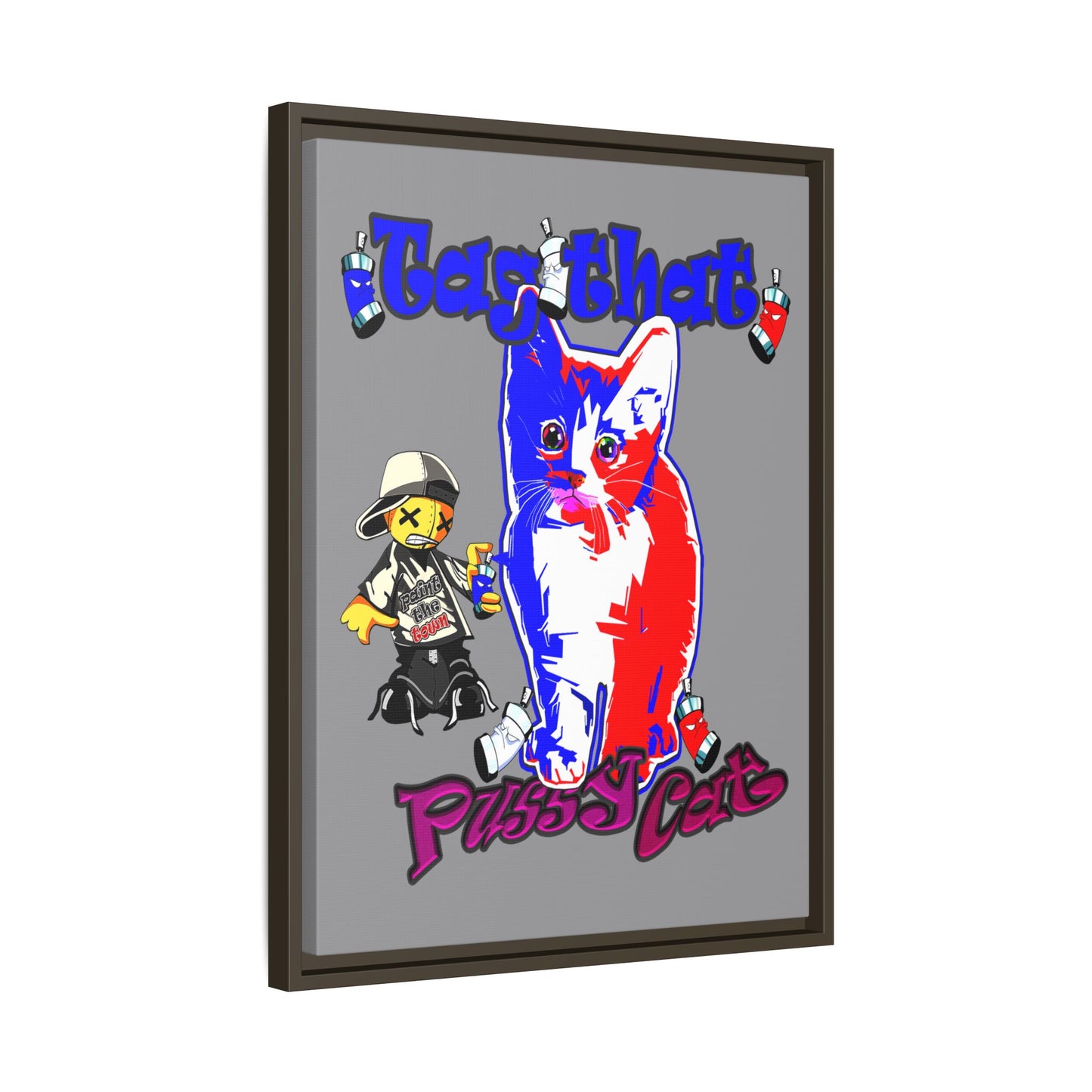 tag that - framed canvas art (grey)