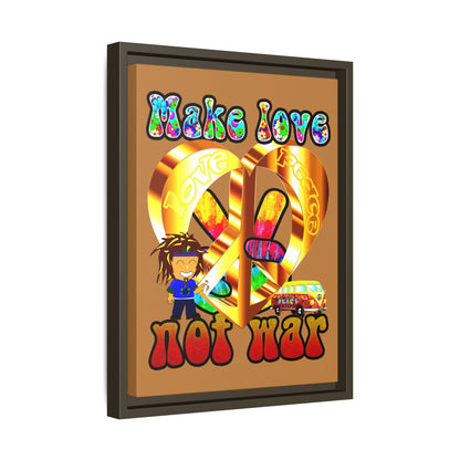 love peace - framed canvas art (light brown)