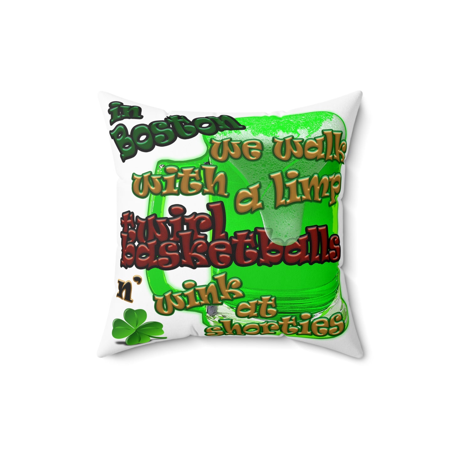celtics logo - Spun Polyester Square Pillow - (white)