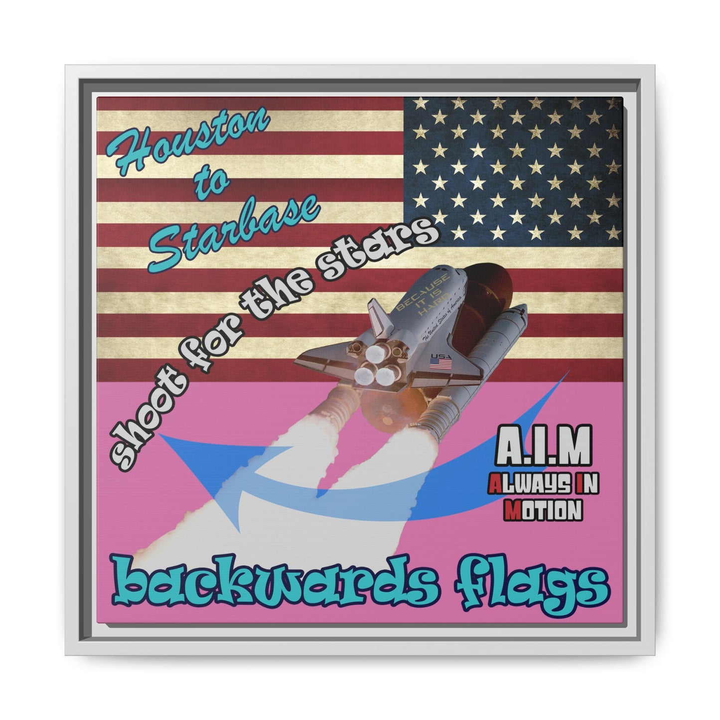 shoot for the stars - framed canvas art (light pink)
