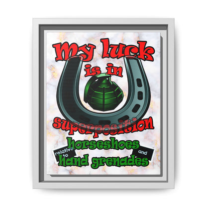 my luck - framed canvas art (white marble)