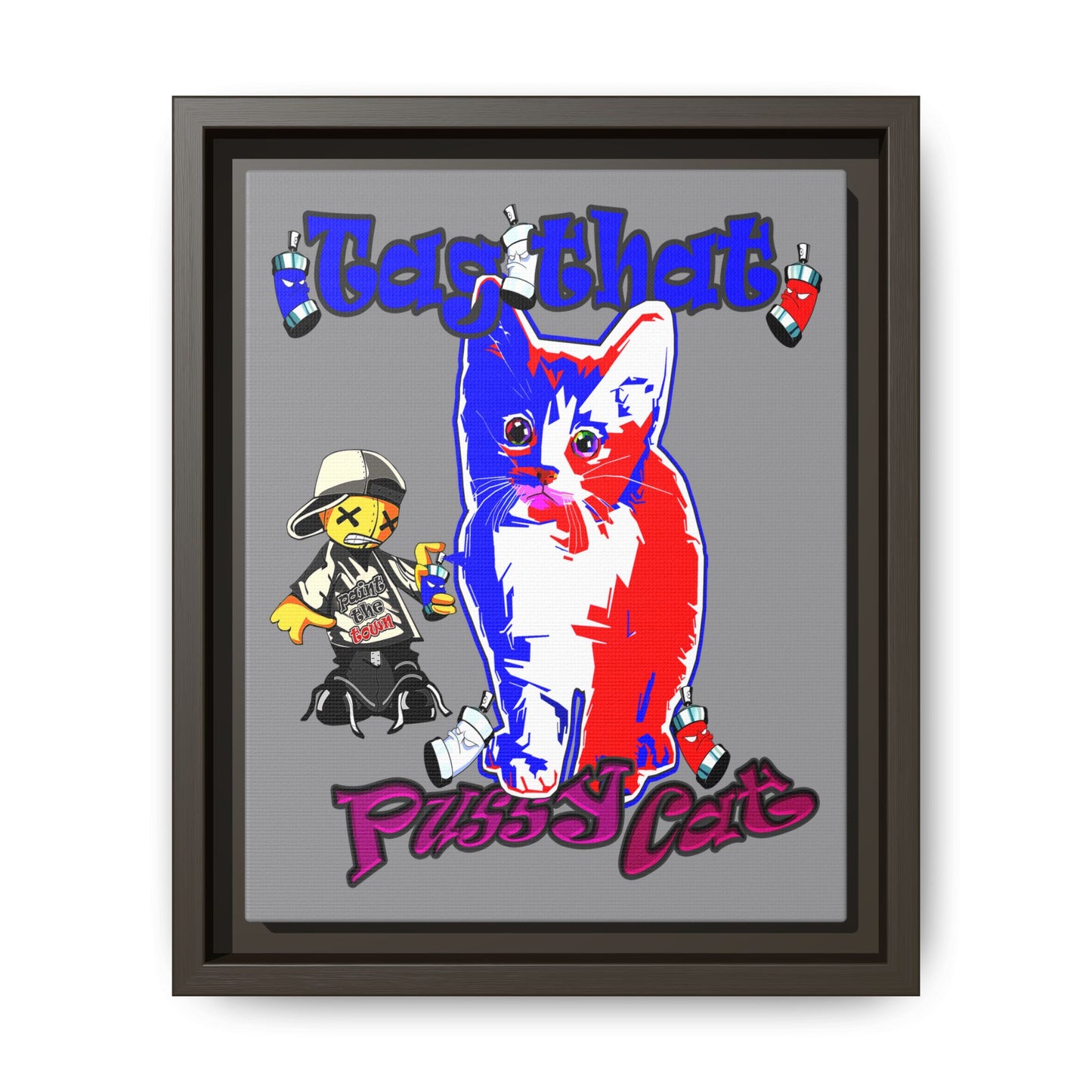 tag that - framed canvas art (grey)