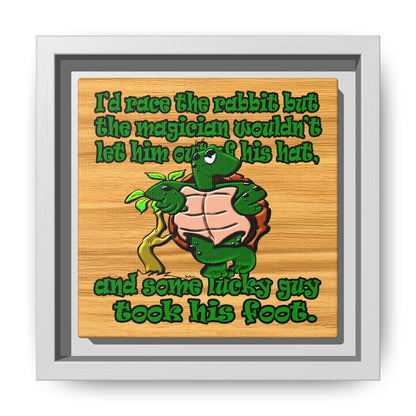 turtle race - framed canvas art (butterscotch wood finish)