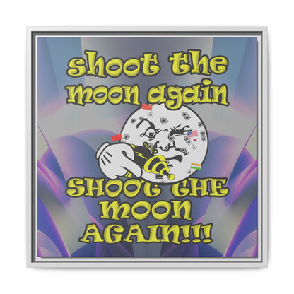 shoot the moon again - framed canvas art (grey-pink wave)