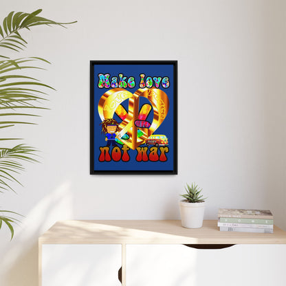 love peace - framed canvas art (dark blue)
