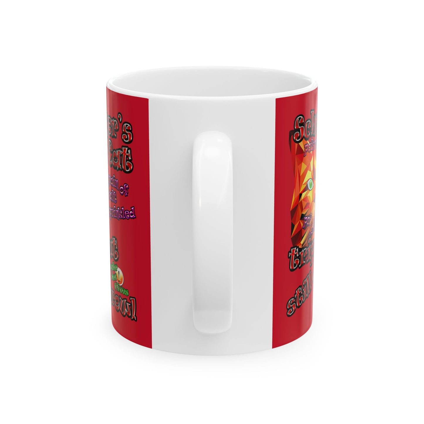 schrodinger's cat - White Mug (dark red)