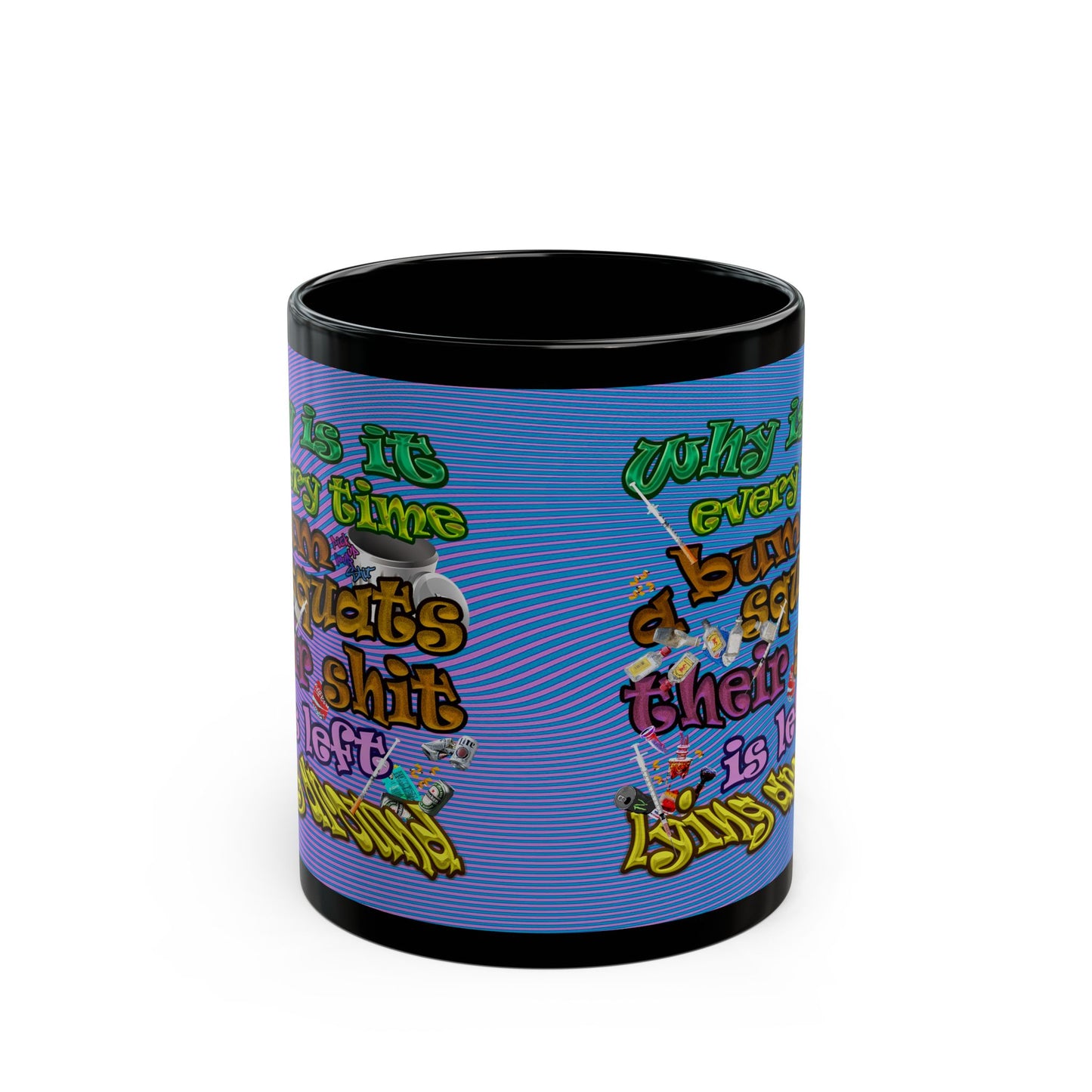 the bum's shit - Black Mug (light blue-purple wave)