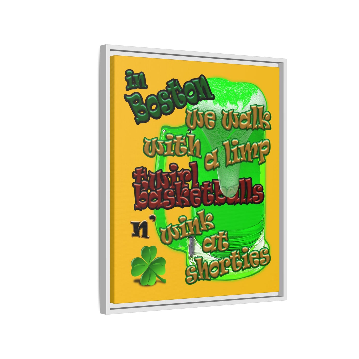 celtics logo - framed canvas art (yellow)