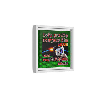 defy conquer reach - framed canvas art (logo green)