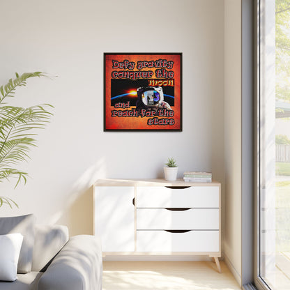defy conquer reach - framed canvas art (burnt orange)