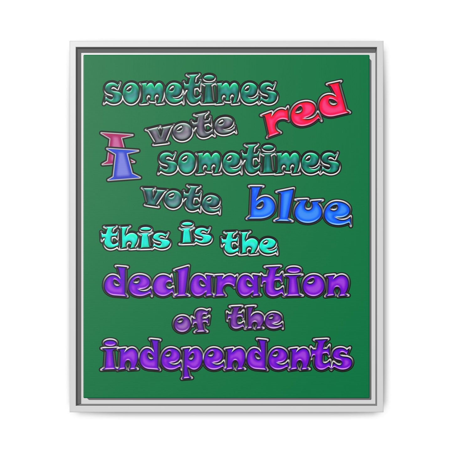 declaration of the independents - framed canvas art (dark green)