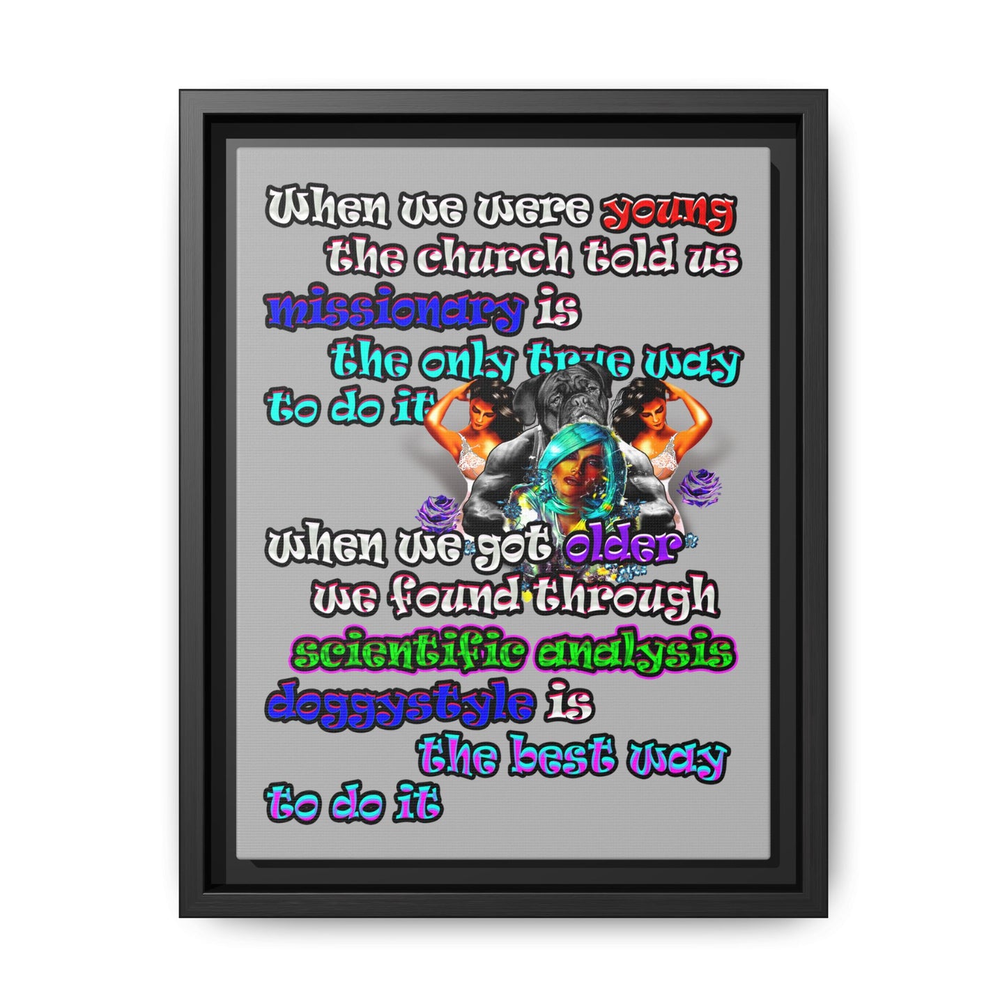 doggystyle - framed canvas art (light grey)