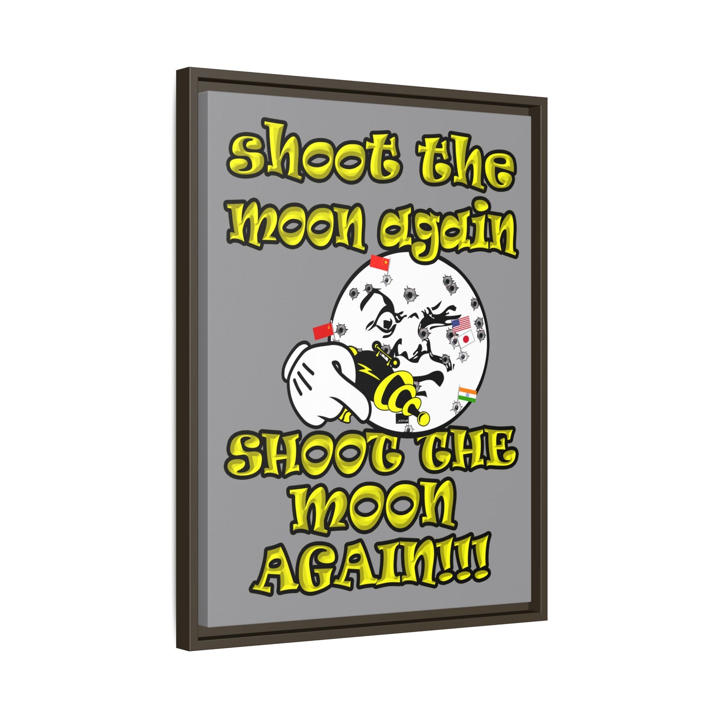 shoot the moon again - framed canvas art (grey)