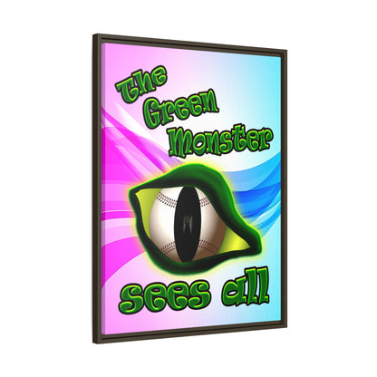 green monster - framed canvas art (light blue-pink wave)