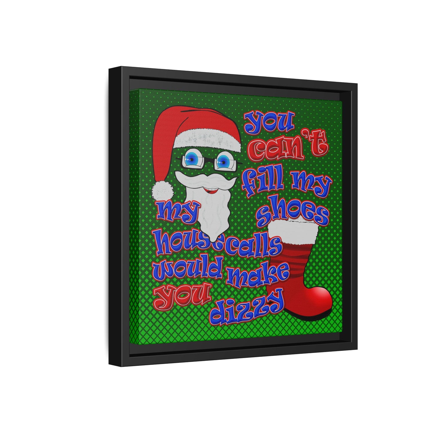 santa's shoes - framed canvas art (logo green)
