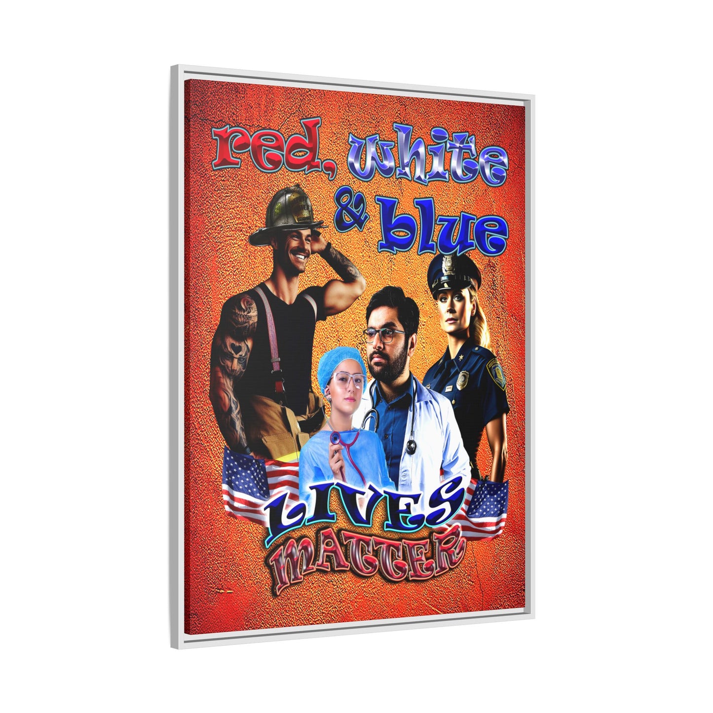 rw&b lives matter - framed canvas art (burnt orange)