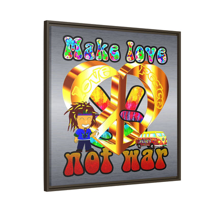 love peace - framed canvas art (brushed nickel)