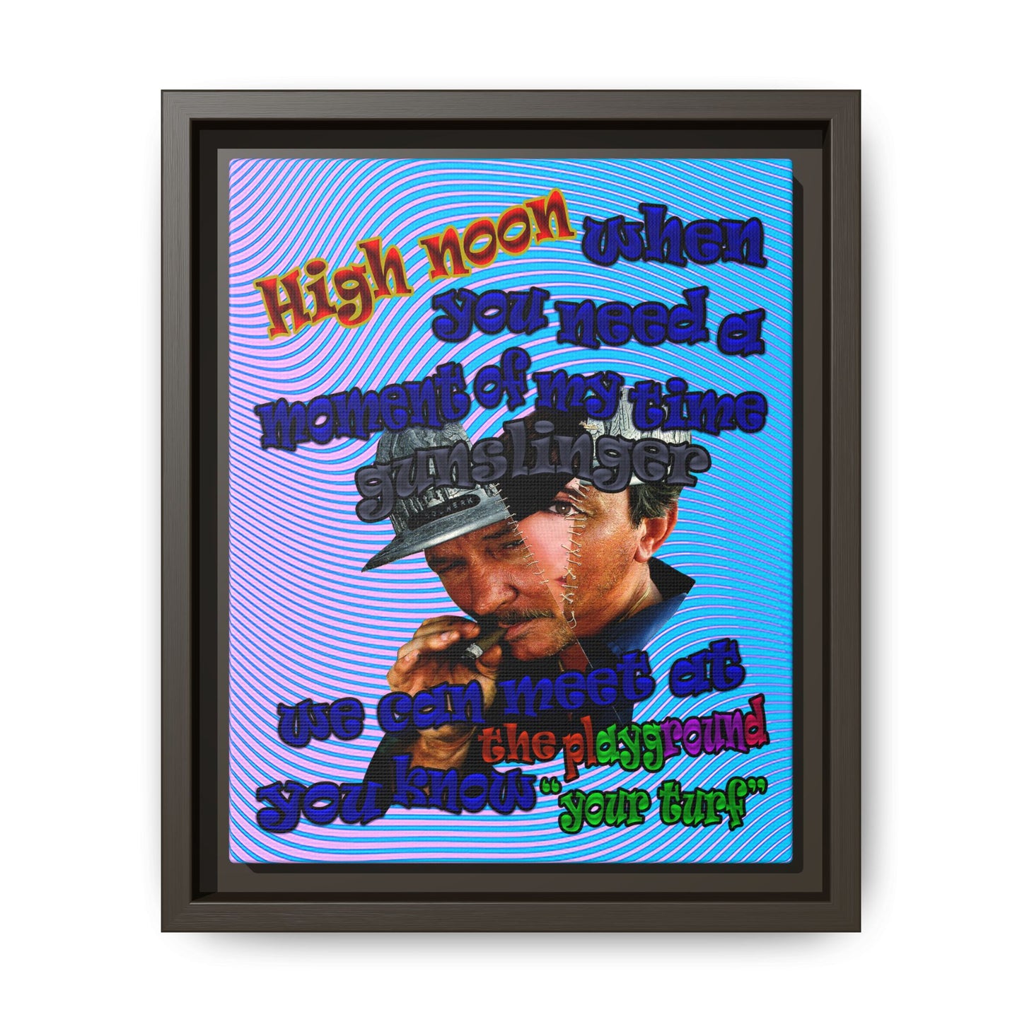 high noon - framed canvas art (light blue-purple wave)